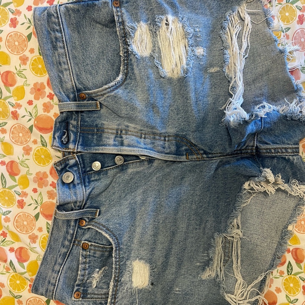 Levi's Blue Distressed Denim Shorts